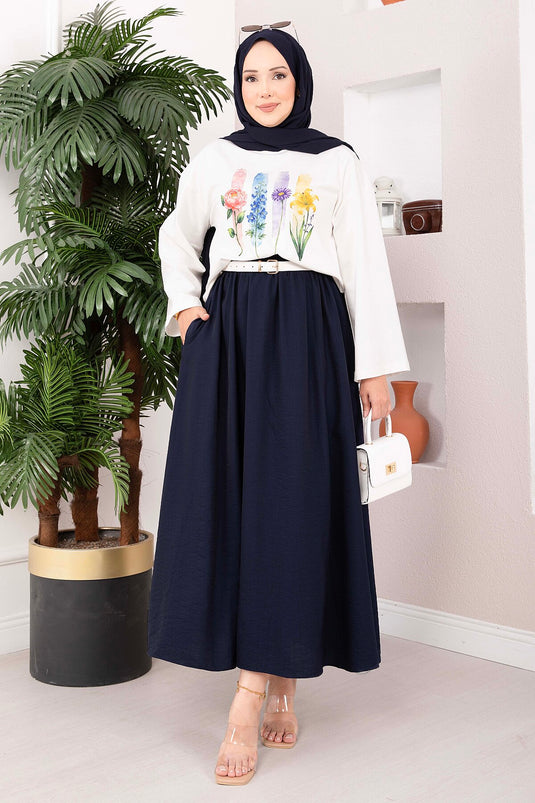 Bluse Mit Blumenmuster - Tunika Ecru