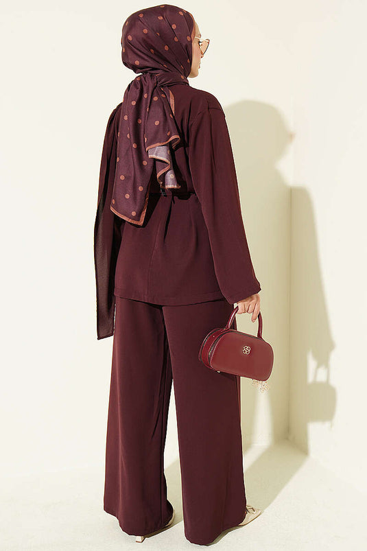 Ensemble 2 Pièces Avec Broche Florale Violette