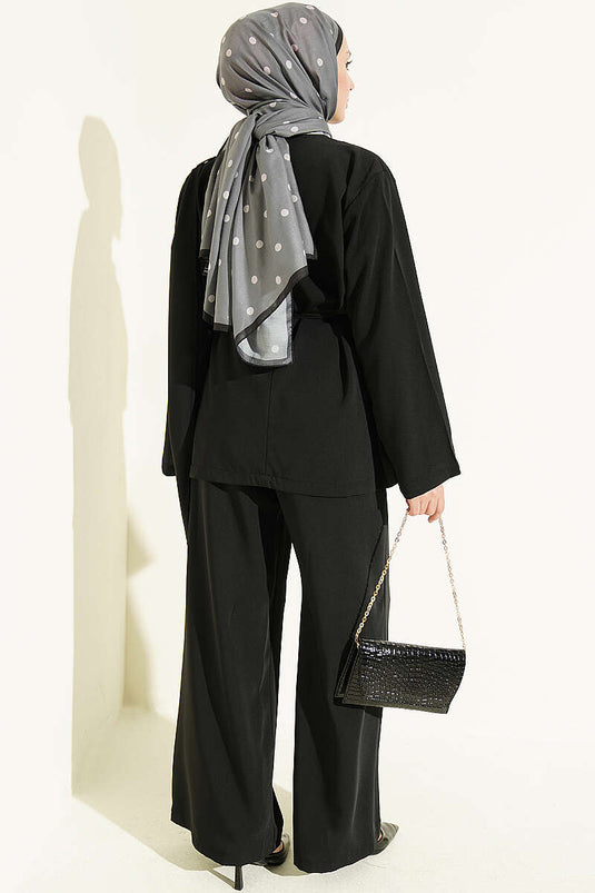Ensemble 2 Pièces Avec Broche Florale Noire
