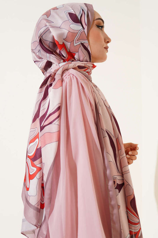 Floral Striped Soft Shawl, Milky Coffee