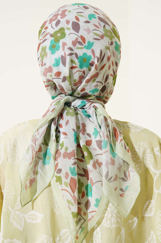 Bambus-Schal mit Blumenmuster, Aquagrün