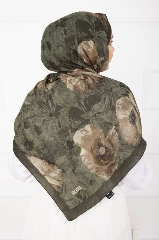 Blumenmuster Bambus Schal Serie Khaki