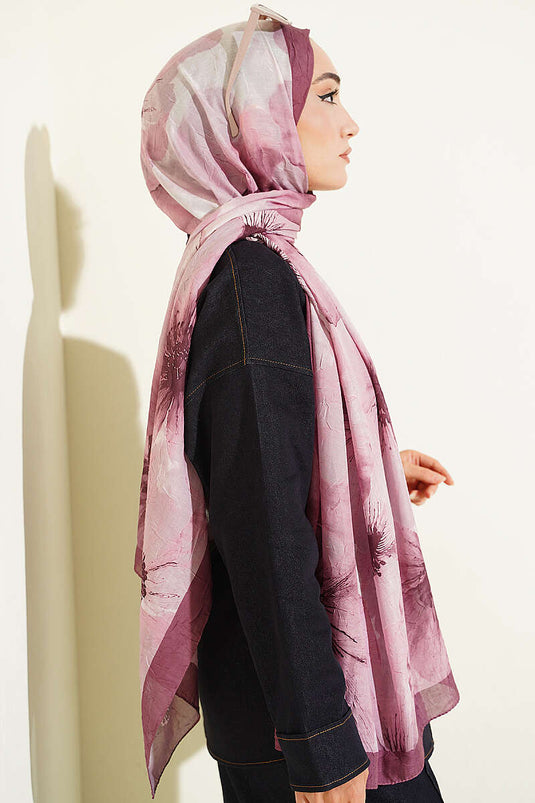 Magenta Blumenmuster Bambus-Schal
