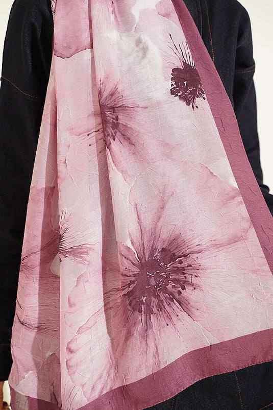 Magenta Blumenmuster Bambus-Schal