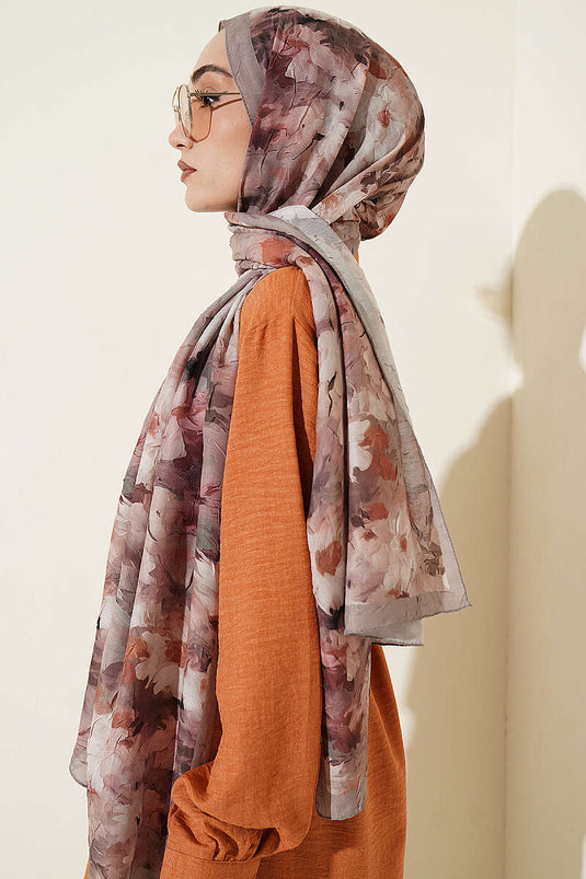 Blumenmuster Bambus Schal In Mink