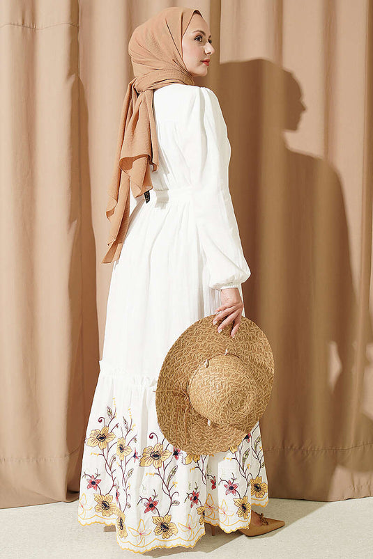 Robe Brodée À Fleurs Jaune