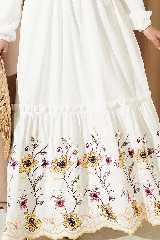 Robe Brodée À Fleurs Jaune