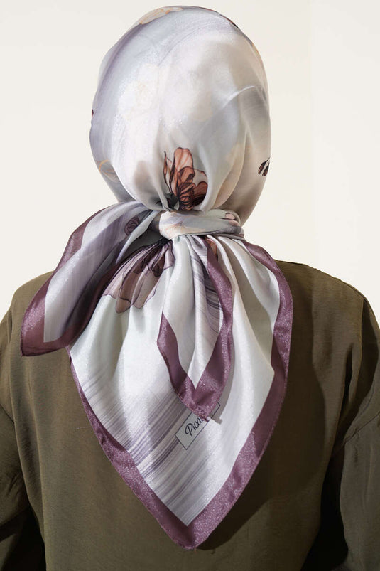 Schal aus Twill mit Blumenmuster, dunkelbraun