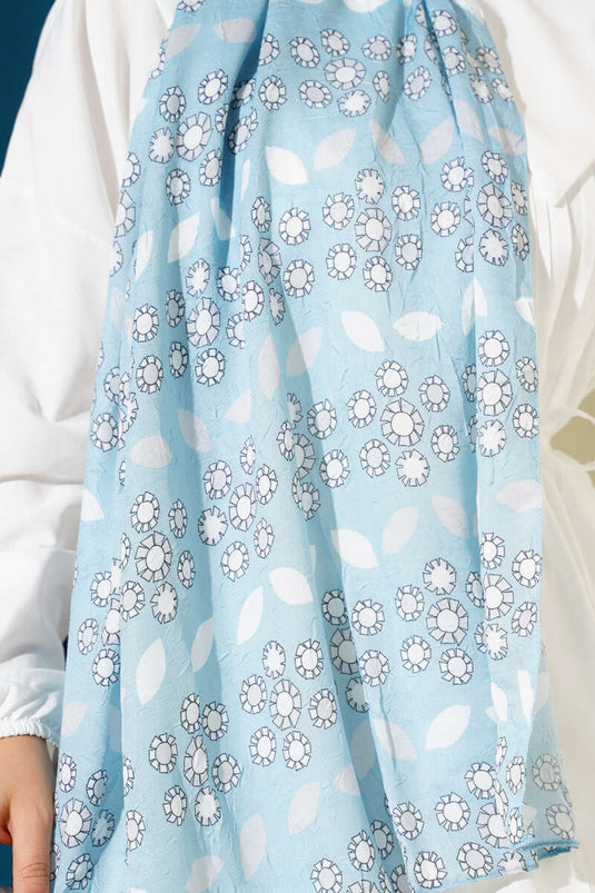Écharpe de protection en bambou à motif floral, bleu clair