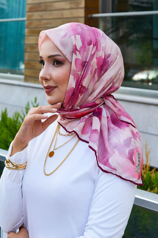 Çiçek Desenli Eşarp Bordo