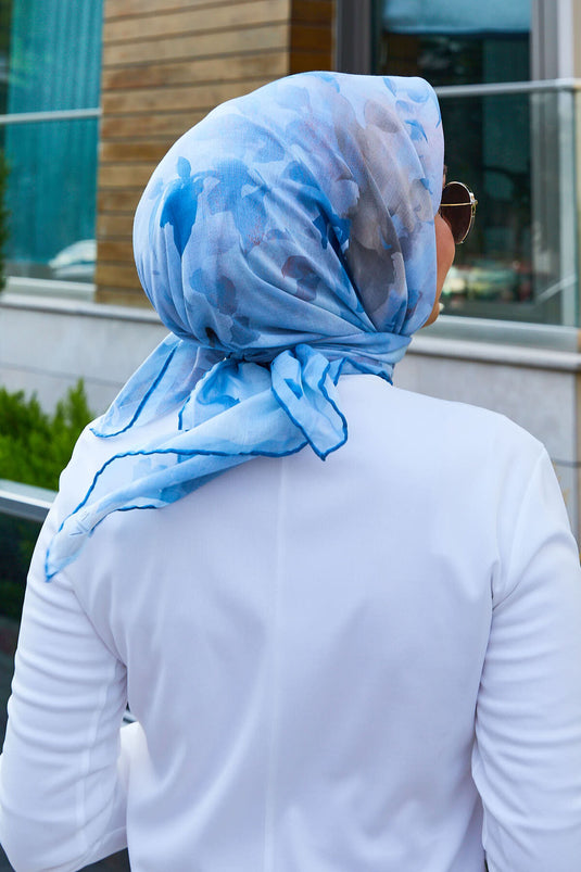 Écharpe à motifs floraux bleu