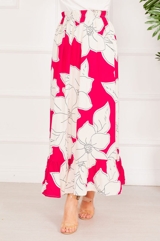 تنورة فوشيا بنقوش زهرية