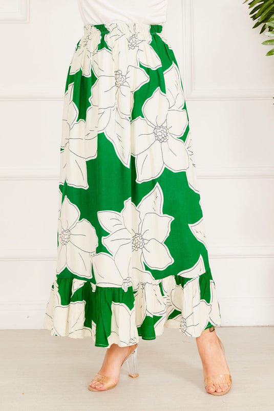 Floral Patterned Skirt Emerald