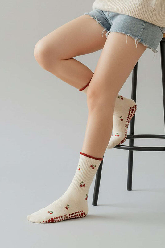 Blumenmuster Pilates Socken, Verschiedene 5er Packung