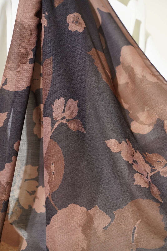 وشاح مضلع بنقوش زهرية، لون جملي