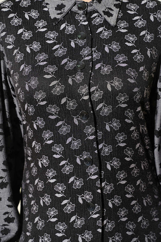 Robe Longue Fluide À Fleurs Noire