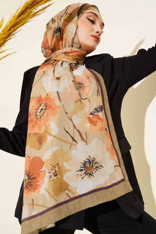 Hellgrüner, weicher Bambus-Schal mit Blumenmuster