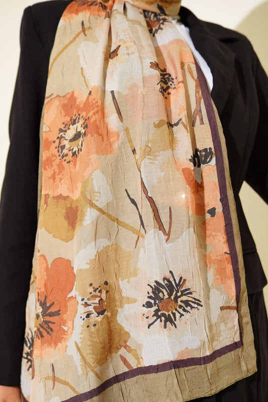 Hellgrüner, weicher Bambus-Schal mit Blumenmuster