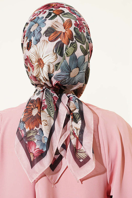 Pañuelo Rosa Con Estampado Floral