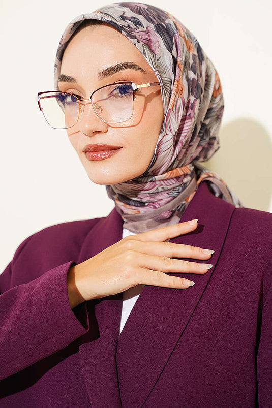 Floral Patterned Soft Scarf Mink