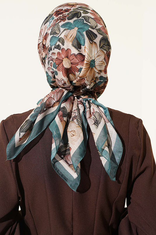 Emerald Floral Patterned Scarf