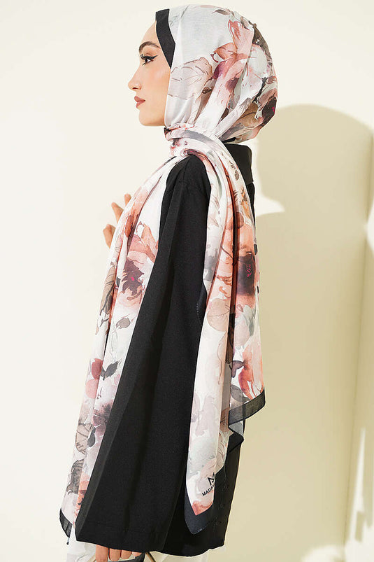 Weiche Schwarze Blumenmuster-Schal