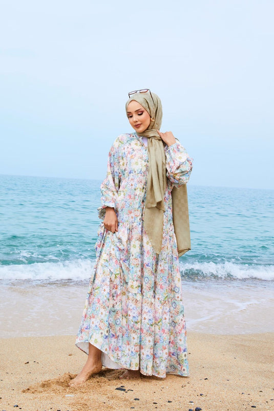 Digital Printed Modal Hijab Dress Mint