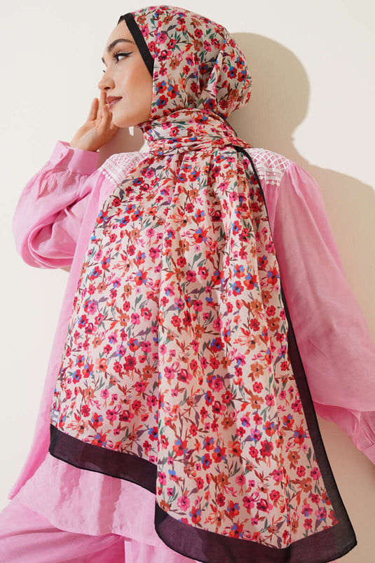 Çiçek Işıltısı Serisi Şal Siyah Bej