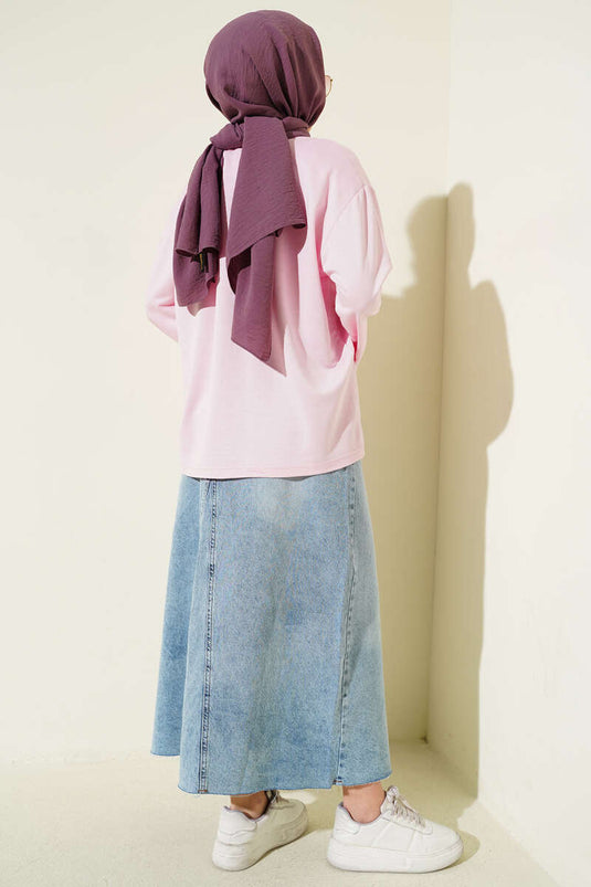 Çiçek İşlemeli Loyşa Bluz Pembe