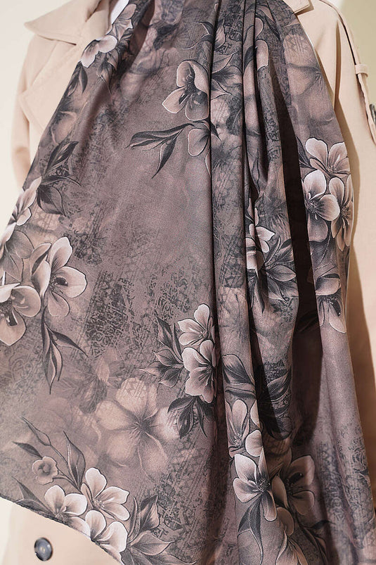 Écharpe À Motifs Fleuri Vison Foncé