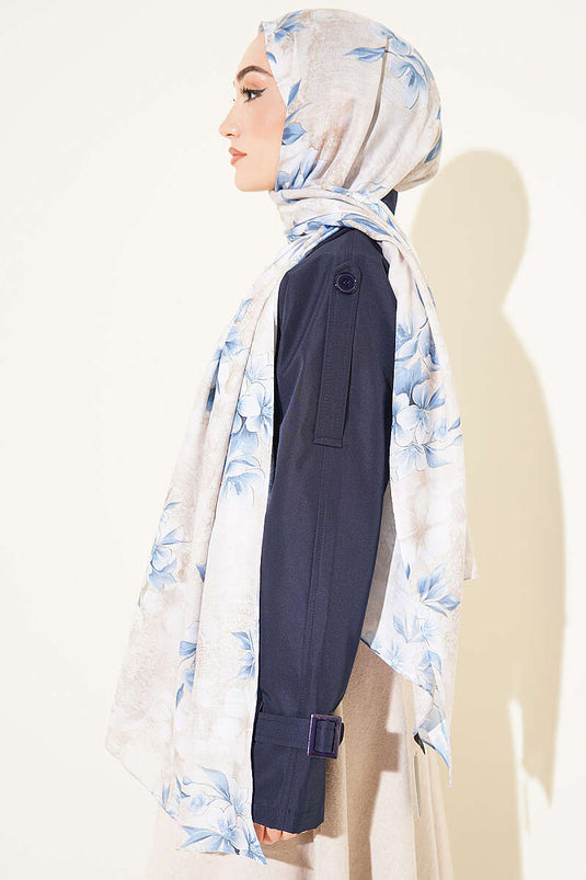 Çiçek Motif Detaylı Şal Taş