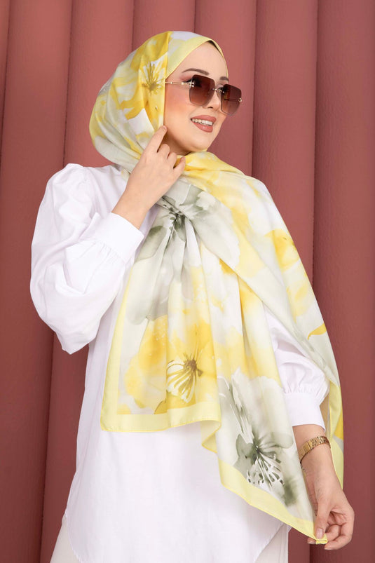 سلسلة الشالات بنقشة الأزهار باللون الأصفر