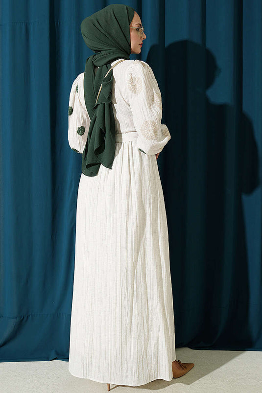 Blumengemusterter Kleid Khaki
