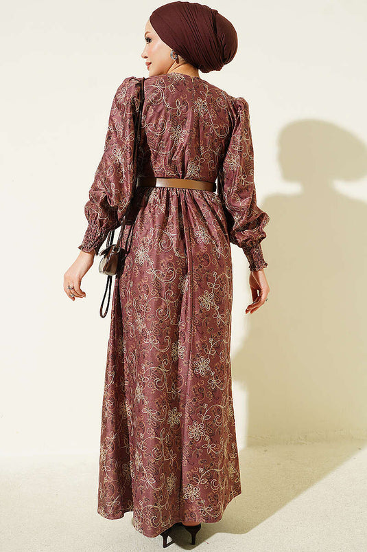 Robe Brodée Florale Couleur Rose Poussière