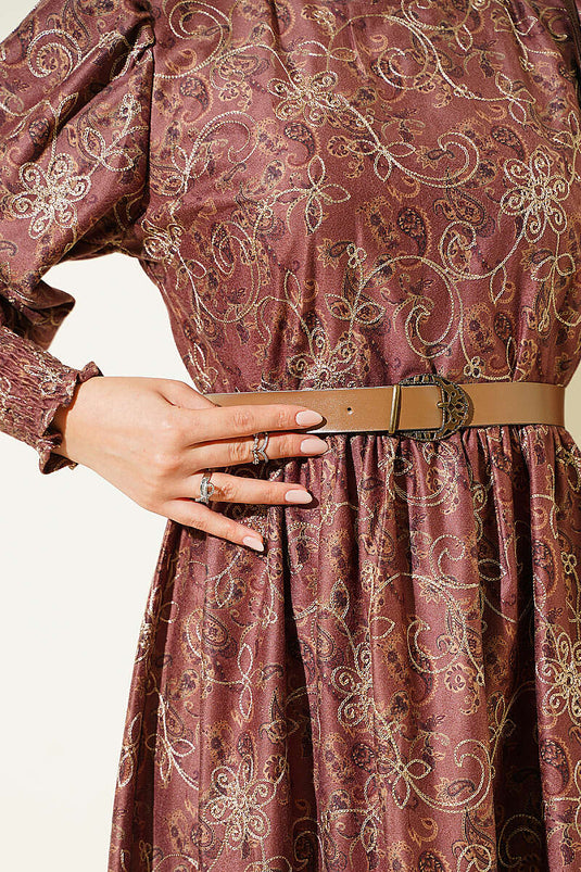 Robe Brodée Florale Couleur Rose Poussière