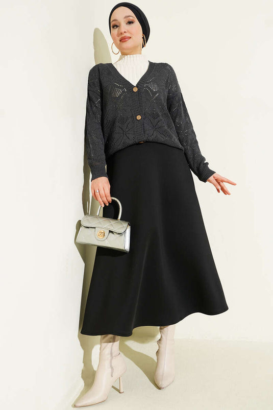 Cardigan en tricot fumé à boutons et tresse florale