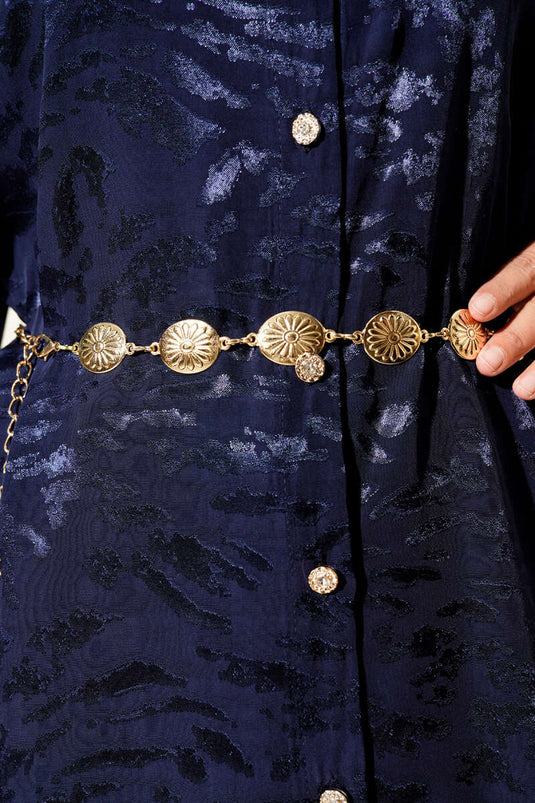 Çiçek Sembollü Zincir Kemer Gold