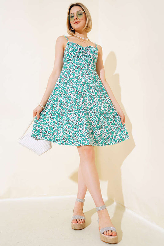 Floral Strap Dress Green