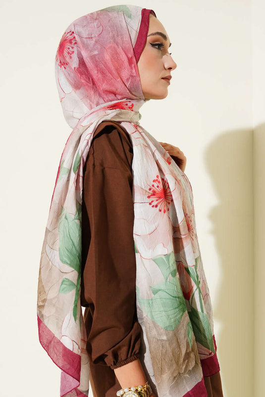 Floral Bamboo Crash Shawl Burgundy