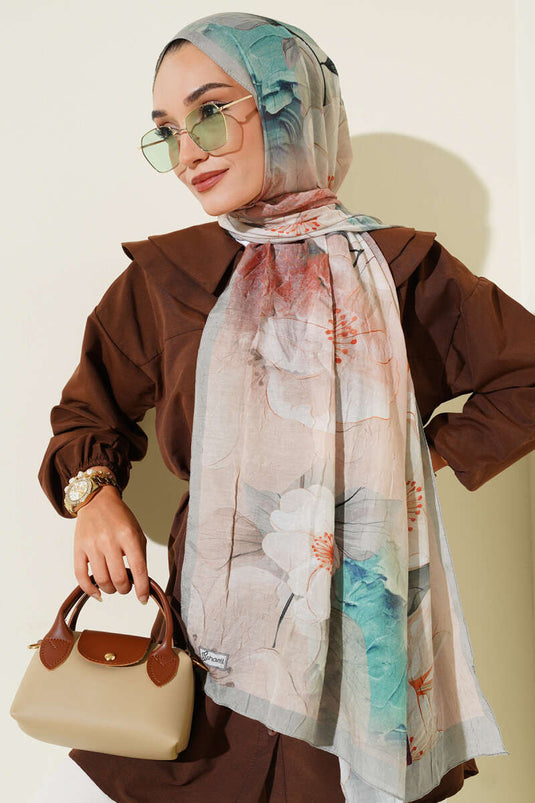 Scialle floreale Bamboo Crush Menta