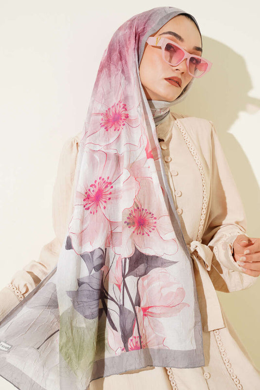 Floral Bamboo Crash Shawl Stone