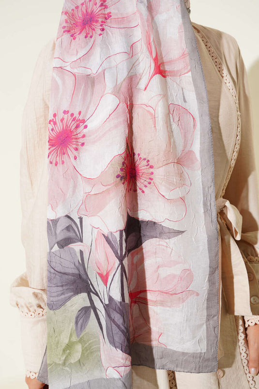 Floral Bamboo Crash Shawl Stone