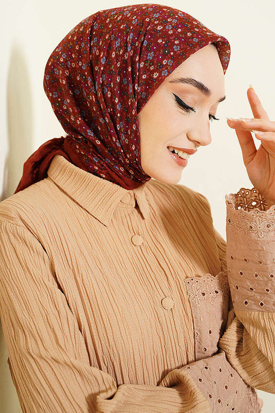 Foulard in cotone Çiçekli Flamu colore mattone