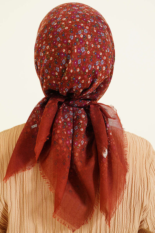 Foulard in cotone Çiçekli Flamu colore mattone