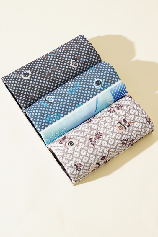 Ensemble de 3 châles en soie Medina à motif floral géométrique, assorti 1