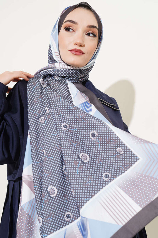 Châle Médina Soie Motif Géométrie Florale Kaki