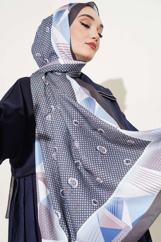 Châle Médina Soie Motif Géométrie Florale Kaki