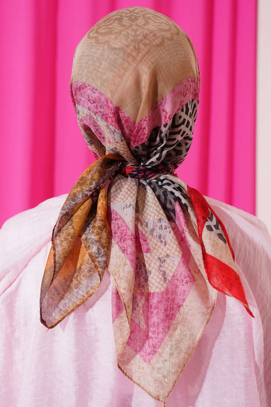 Floral Mixed Pattern Scarf Red