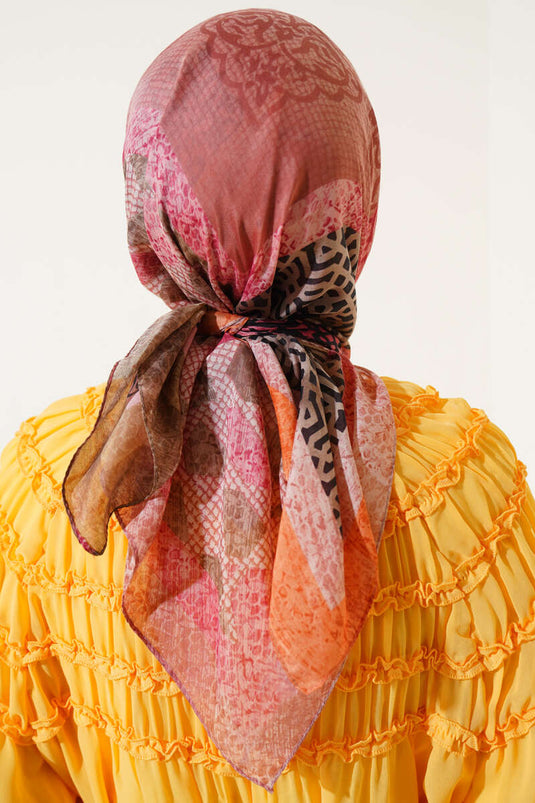 Floral Mixed Pattern Scarf Orange