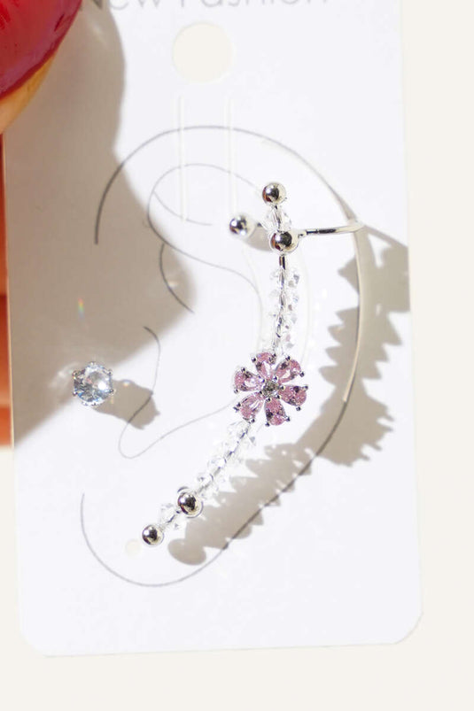 Ensemble de boucles d'oreilles en cartilage à fleurs en argent